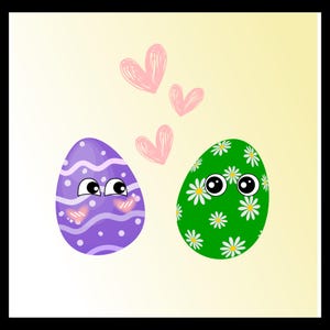 Oeufs de Pâques amoureux - Adorable design pour autocollants, affiches et projets créatifs !