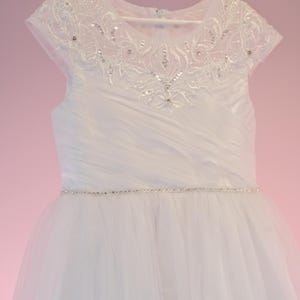 White Lace A-Line Communion Dress with Tulle Skirt main image 0