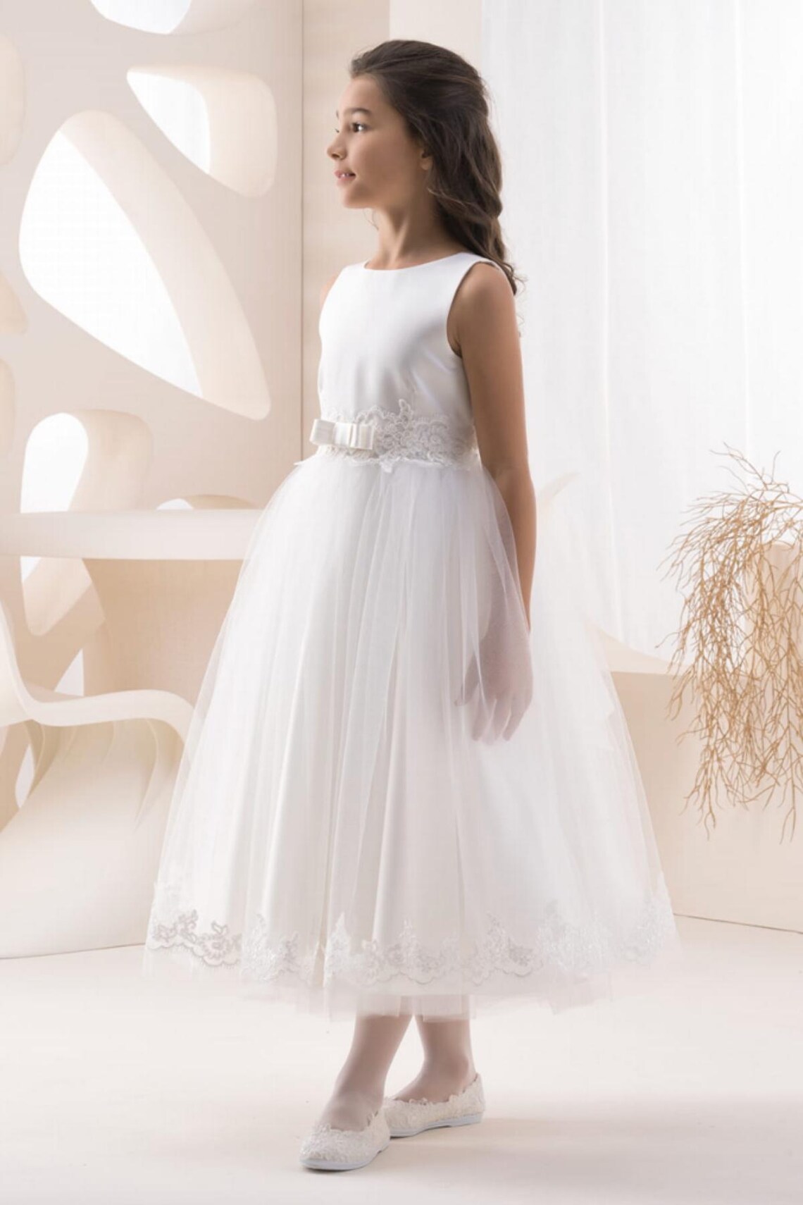 Elegant Baby White First Communion Dress Girls Baptism Dresses