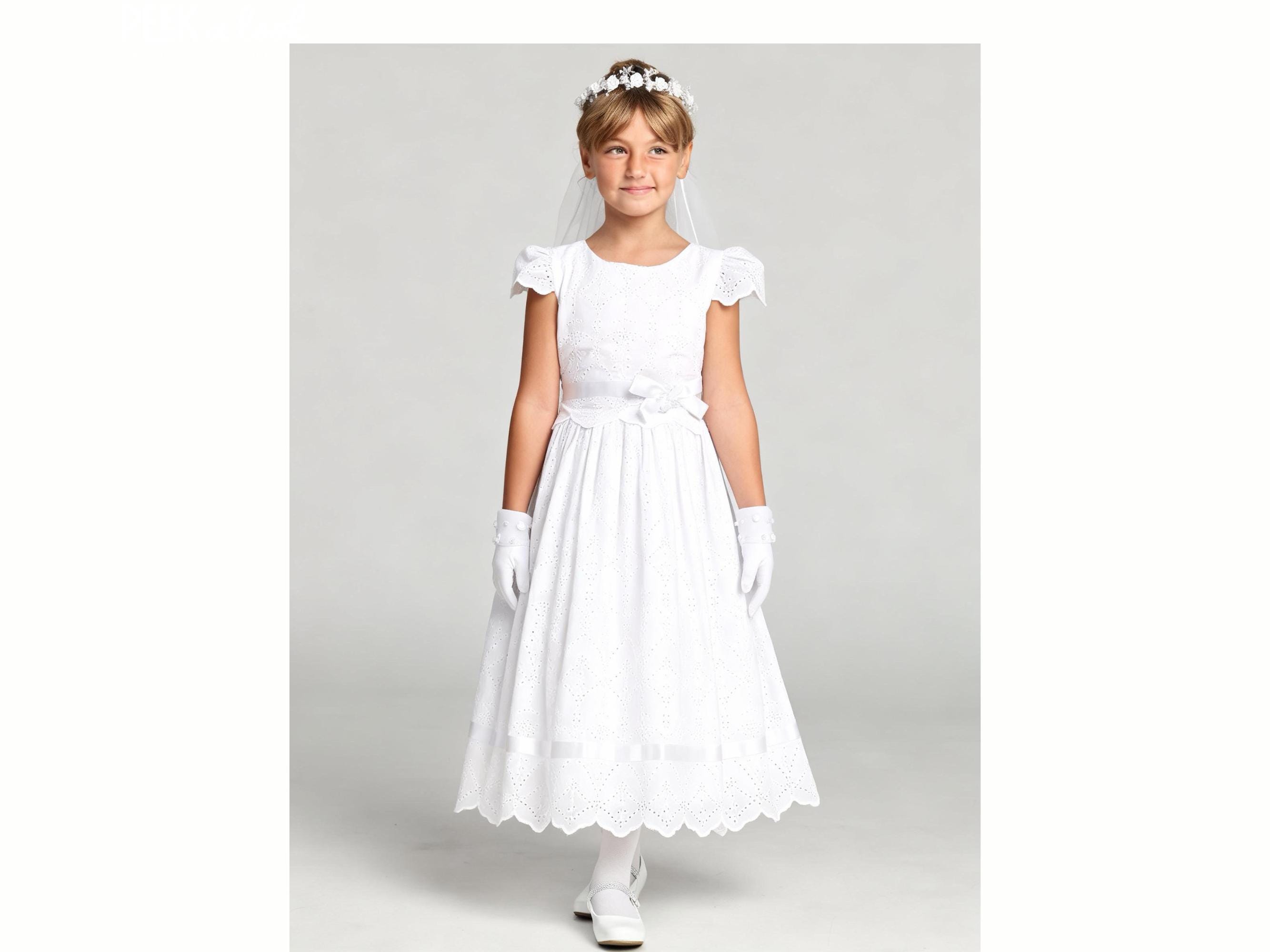 white christmas dresses Elegant Girls' White First Communion Dress main image 1