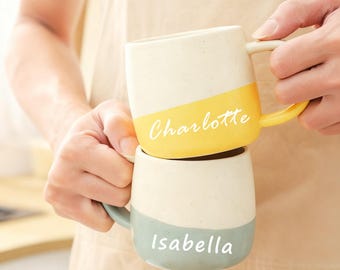 Personalized Ceramic Mug, Custom Coffee Mug Tea Set, Laser Engraved Coffee Tea Mug, Unique Mug Cup Gift for Friend/Mom, Christmas Gift