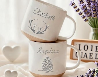 Personalized Engraved Pottery Mug Ceramic mug, Handmade Custom Mug with Your Desired Text, Unique Custom Mug Gift for Her/Tea Coffee Lovers