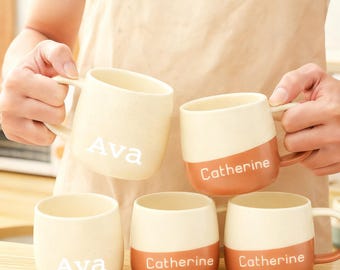 Personalized Ceramic Mug, Custom Coffee Mug with Your Desired Name, Laser Engraved Coffee Tea Mug, Unique Mug Cup Gift for Friend/Mom
