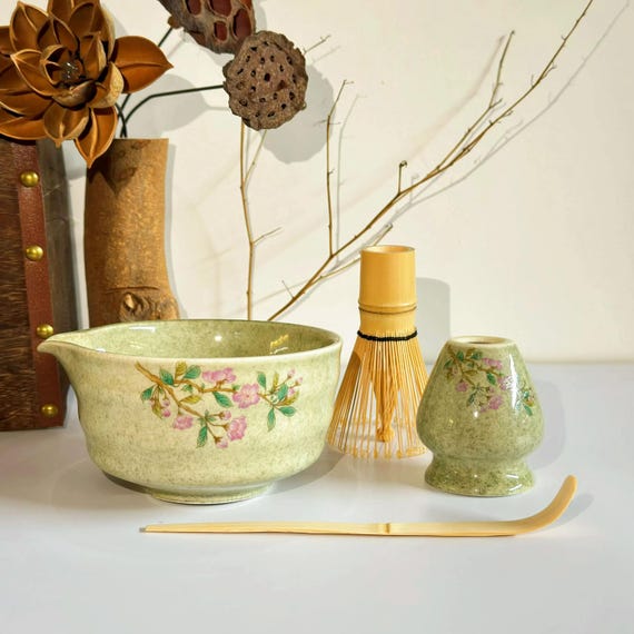 Teanagoo Matcha Whisk Set Matcha Bowl avec Spout moulé en bambou Matcha Teanagoo Matcha Whisk Set Matcha Bowl avec Spout moulé en bambou Matcha