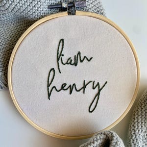 Hand Embroidered Baby Name Hoop, Nursery Decor, Birth Announcement Sign, Personalized Baby Gift, Baby Name Announcement for Hospital