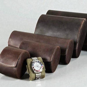 1 to 8 Slot Vintage Leather Watch Roll for Men – Coffee Brown Travel Watch Case | Portable Watch Organizer, Personalized Watch Roll Gift
