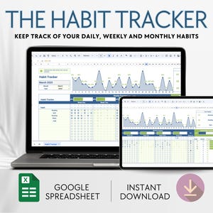 Habit Tracker Spreadsheet, Daily, Weekly and Monthly Habit Tracker, Google Sheet Habit Tracker, Instant Download Habit Tracker, To do List