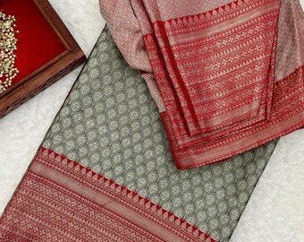 Kora Muslin Saree With Stitched Blouse