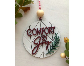 Comfort and Joy Ornament Chevron background