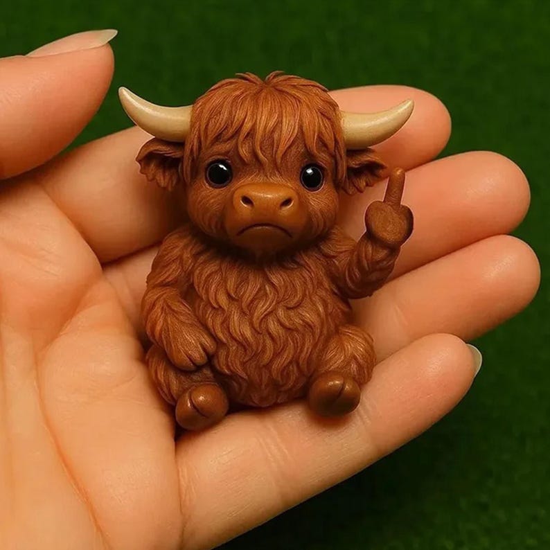 6 件套迷你动物中指雕像 - 有趣的树脂雕像家居装饰 | 可爱粗鲁的动物桌面装饰礼物，适合送给朋友和同事 图片 6