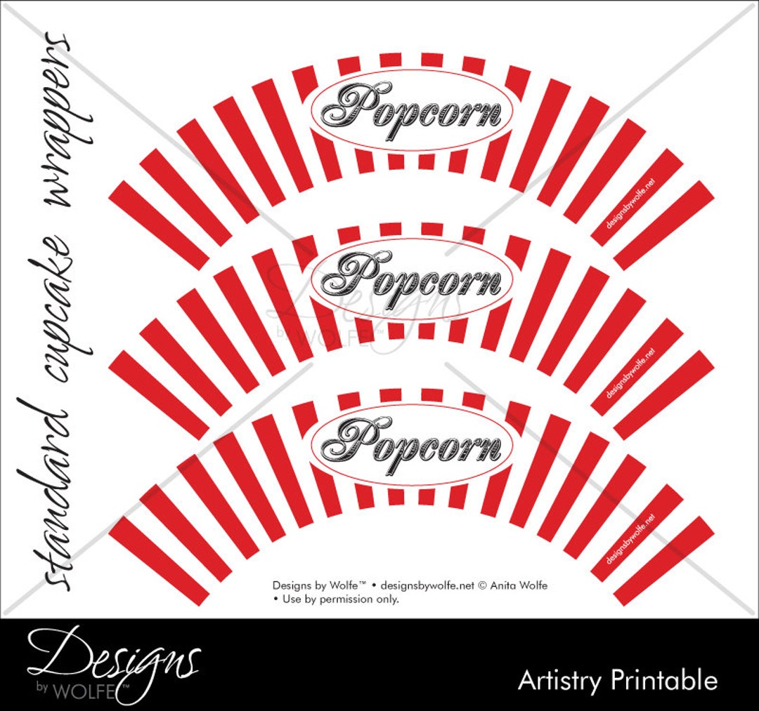 Printable Popcorn Designer Cupcake Wrappers_only - Etsy
