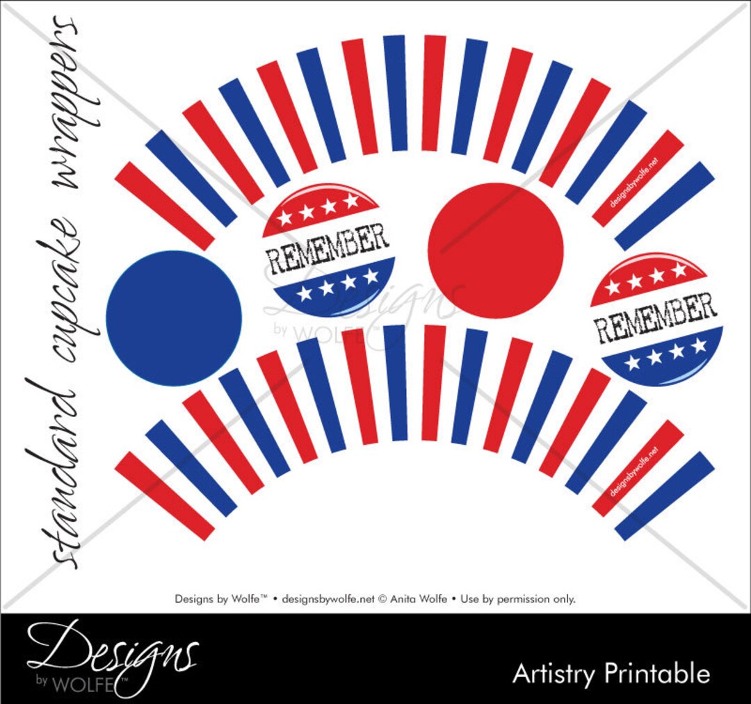 Unique DIY Printable Patriot Cupcake Wrappers and Toppers - Etsy