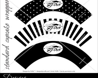 Printable "Graduate" Designer Cupcake Wrappers