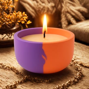 Jesmonite Candle Jar | Dual Color Handmade Pot | Reusable Soy Candle | Empty or Filled Option | Gift for Home Lovers
