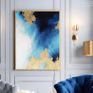 GOLDEN COASTS Abstract schilderij: handgeschilderde acrylcanvaskunst (70 x 50 cm)