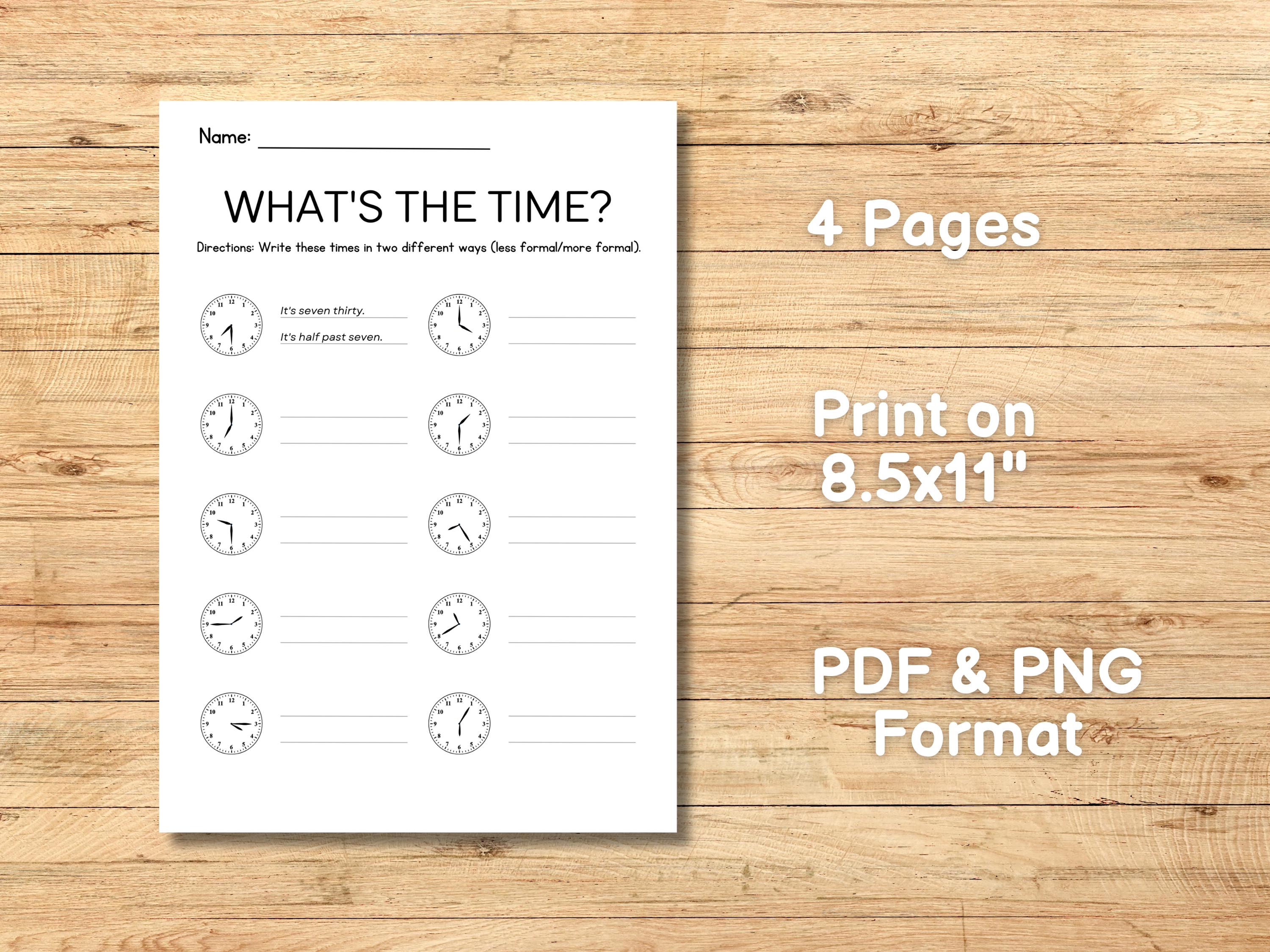 Telling Time to the Hour Worksheet, Kindergarten, First Grade Worksheet ...