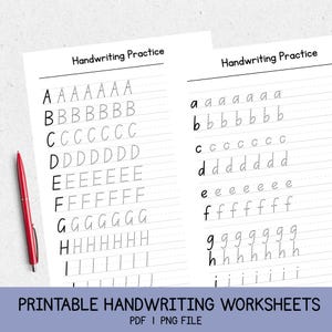 Printable Handwriting Worksheets–6 Pages (Letters, Sentences) | For Middle School Kids and Up + Adults | *PDF PNG File *