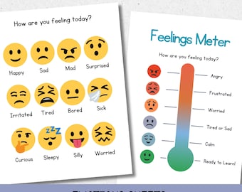 Emotions Sheets | Emotions Pages | Emotions Cards | Feelings Meter | Today I am feeling | 12 Emotion Faces | 16 Emotions Cards