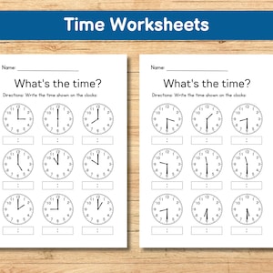 Telling Time To The Hour Worksheet, Kindergarten, First Grade Worksheet, Learn to Tell The Time in Digital Analog Clock Homework Practice