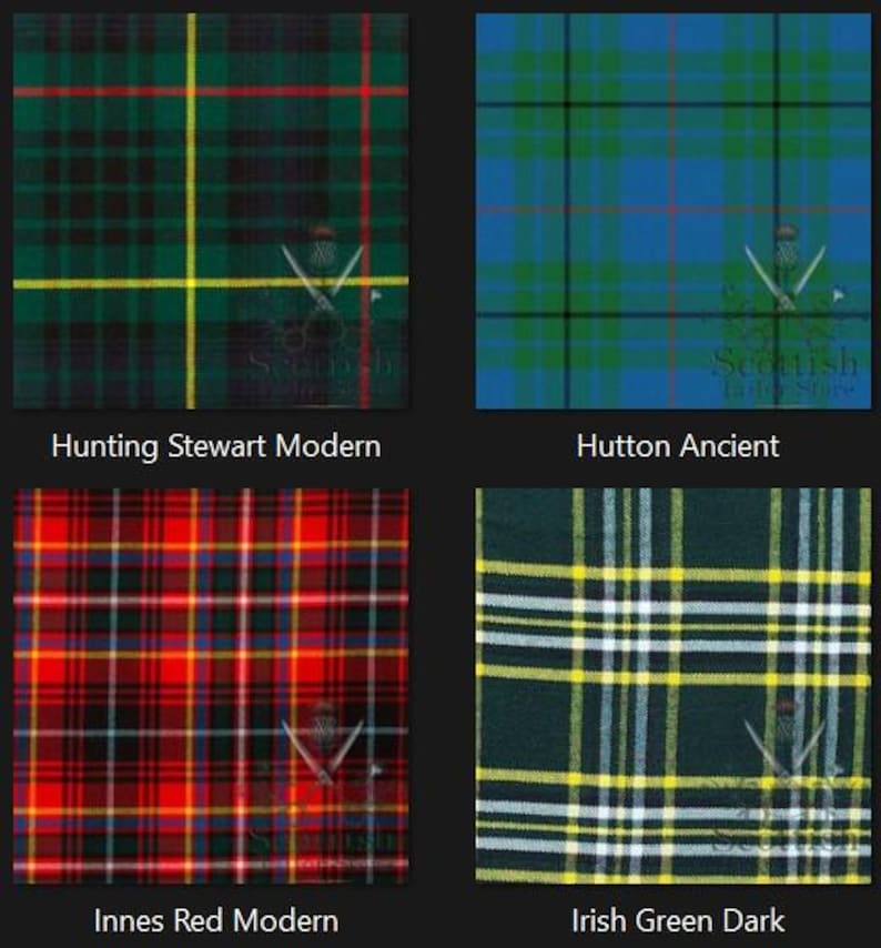 Hunting Stewart Modern Tartan Great Kilt - Hutton Ancient Great Kilt - Innes Red Modern Great Kilt - Irish Green Dark Tartan Great Kilt