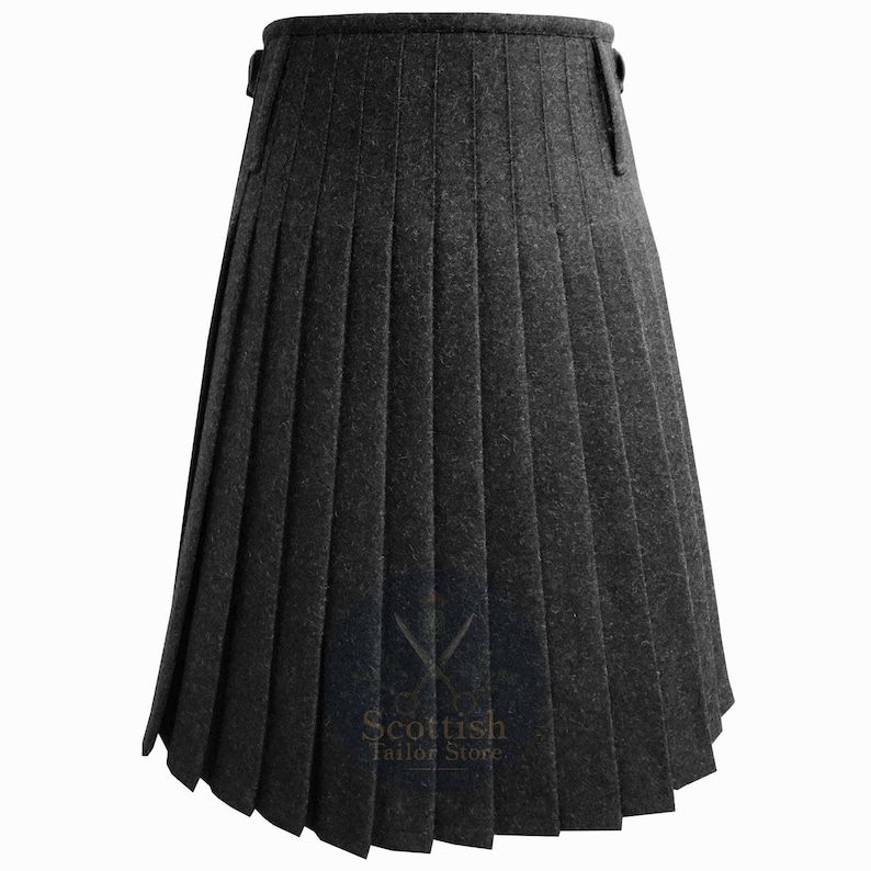 Handmade Dark Grey Wool Kilt - Authentic Scottish Style