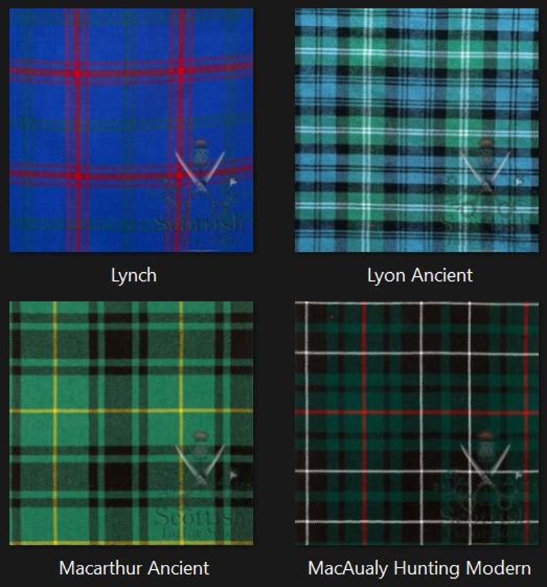 Lynch Tartan Great Kilt - Lyon Ancient Tartan Great Kilt - Macarthur Ancient Tartan Great Kilt - MacAulay Hunting Modern Tartan Great Kilt