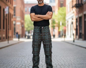 Unisex County Kerry Tartan Gothic Pants: Chains Rings Custom Made Punk Available 20+ Tartans