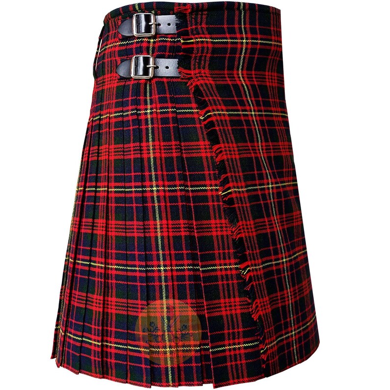 Cameron of Erracht Modern Tartan Kilt for Men 8 Yard Scottish Highlander Traditional Custom Size Acrylic Wool 16-oz Kilt For Sale