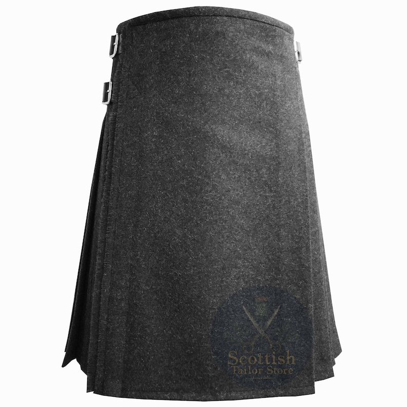 Handmade Dark Grey Wool Kilt - Authentic Scottish Style