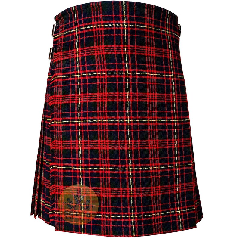 Cameron of Erracht Modern Tartan Kilt for Men 8 Yard Scottish Highlander Traditional Custom Size Acrylic Wool 16-oz Kilt For Sale