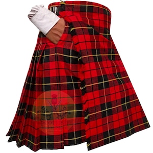 Wallace Roter Moderner Schottenkaro Kilt: 8-Yard, Scottish Highland Stil