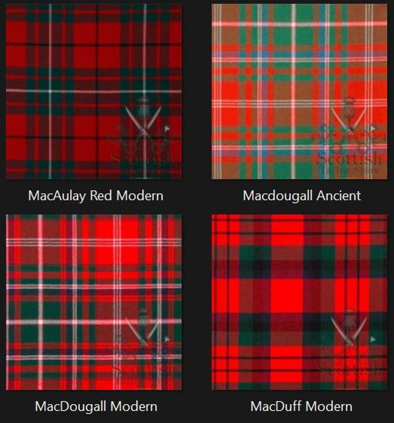MacAulay Red Modern Tartan Great Kilt - Macdougal Ancient Great Kilt - Macdougal Modern Great Kilt - MacDuff Modern Tartan Great Kilt