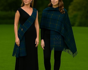 Fascia o scialle in tartan scozzese da donna - Oltre 50 tartan disponibili - Sciarpa in lana acrilica da 16 once fatta a mano