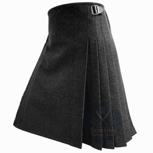 Handmade Dark Grey Wool Kilt - Authentic Scottish Style