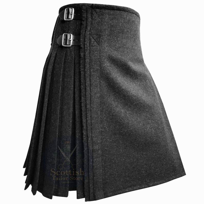 Handmade Dark Grey Wool Kilt - Authentic Scottish Style