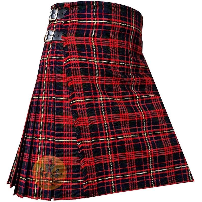 Cameron of Erracht Modern Tartan Kilt for Men 8 Yard Scottish Highlander Traditional Custom Size Acrylic Wool 16-oz Kilt For Sale