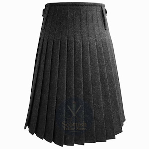 Handmade Dark Grey Wool Kilt - Authentic Scottish Style
