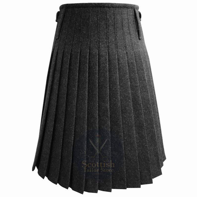 Handmade Dark Grey Wool Kilt - Authentic Scottish Style