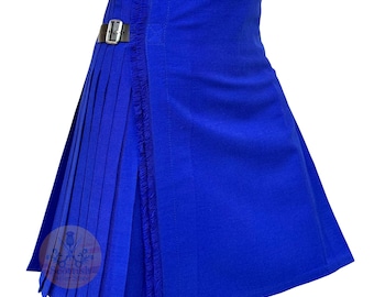 Royal Blue Tartan Kilt: Traditional Scottish Highland Wear, Custom Made