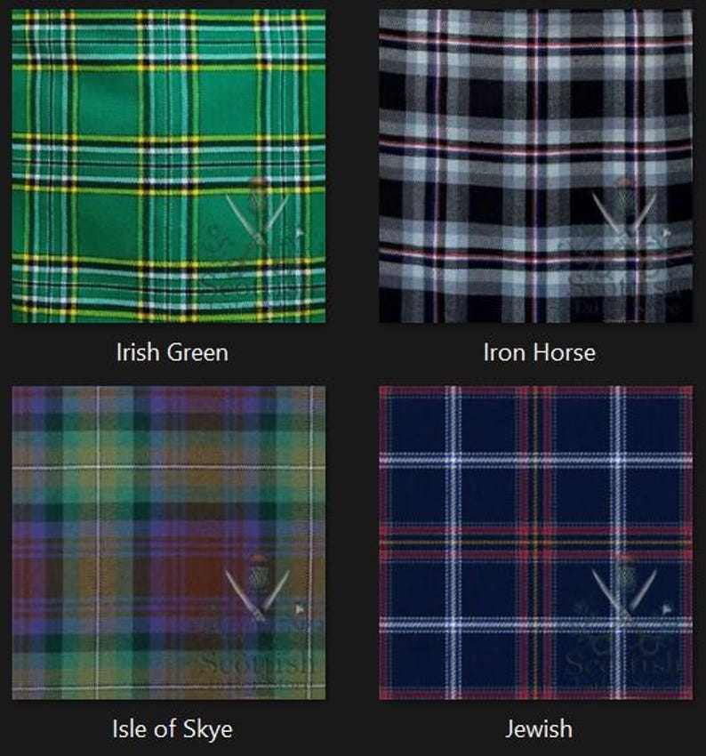 Irish Green Tartan Great Kilt - Iron Horse Tartan Great Kilt - Isle of Skye Tartan Great Kilt - Jewish Tartan Great Kilt For Men 8 Yard Kilt