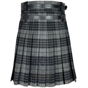 Modern Grey Watch Utility Kilt – Stylish Hybrid Tartan Kilt for Men – Custom Grey Tartan Utility Kilt – Heavy Duty Hybrid Scottish Work Kilt