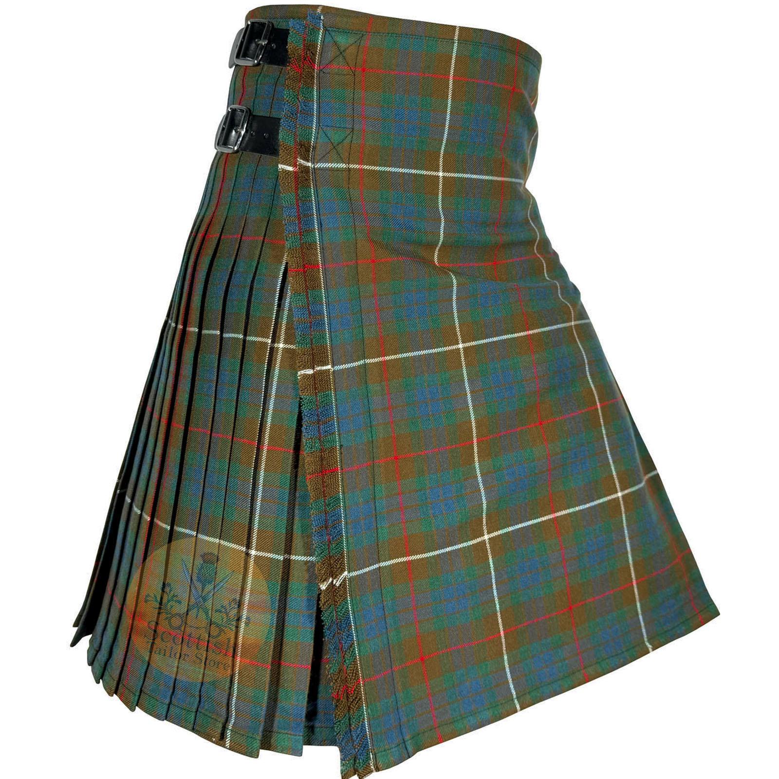 Clan Fraser Hunting Tartan Kilt: 8-Yard Acrylic Wool, Custom Size