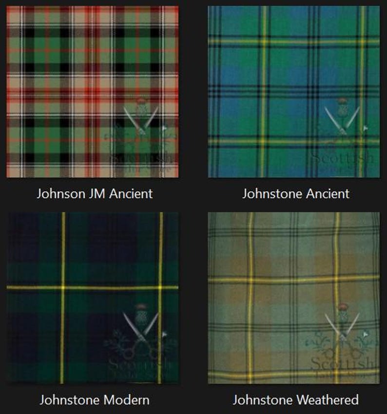 Johnson JM Ancient Tartan Great Kilt - Johnstone Ancient Great Kilt - Johnstone Modern Great Kilt - Johnstone Weathered Tartan Great Kilt