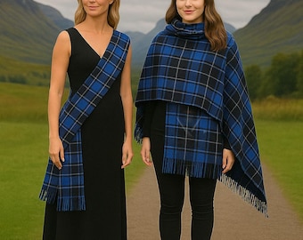 Conjunto tradicional de fajín y chal de tartán para mujer - Vestido escocés, estola a cuadros de clan, más de 50 opciones de tartán.