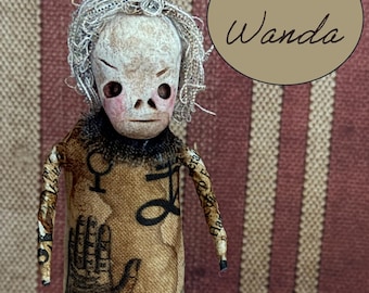 Muñeca artística única, linda escultura gótica de arcilla embrujada, adición espeluznante a gabinete de curiosidades, personaje peculiar de colección, regalo hecho a mano