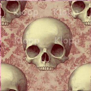 Skull Seamless Digital Paper, Repeating Pattern Download, Halloween Junk Journal, Printable Scrapbook tiled Pattern, Gothic seamless pattern