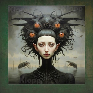 Creepy Surreal  Art Print, Lovecraft style Dark Gothic Home Decor, Weird Alien Poster, horror Fan Gift, Weird Art, Dark Surrealism Digital