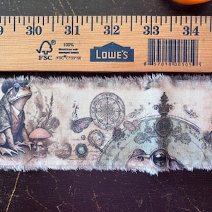 Hand torn Forest Frog Fabric Snippet, Junk Journal Strip Scrapbooking Snippet roll Vintage style witchy  fabric scraps, Witchy fabric scrap