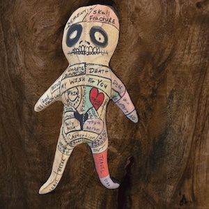 Voodoo Doll Poppet Skull Pin head Boyfriend Hex Revenge Divorce Love BFF Gift Black Magic Wedding Jilted Lover Bridesmaid Unique