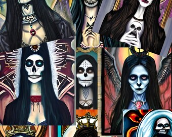 Skeleton Ephemera Graphics Clipart  patterns High Resolution Gothic Digital Prints Tarot Death Cards  Macabre Horror Oddity Altered Art AI
